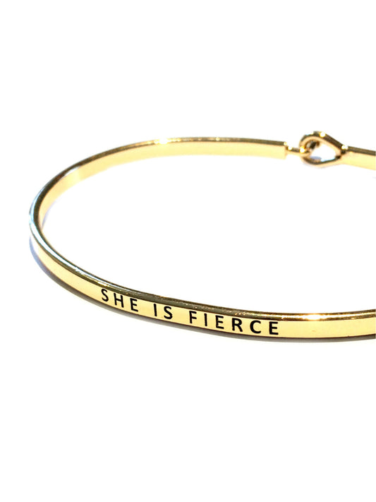 "She is Fierce" Stamped Bracelet